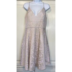 Badgley Mischka Dress Women 10 Pink Golden Hue Shimmer‎ Flirty Fit & Flare